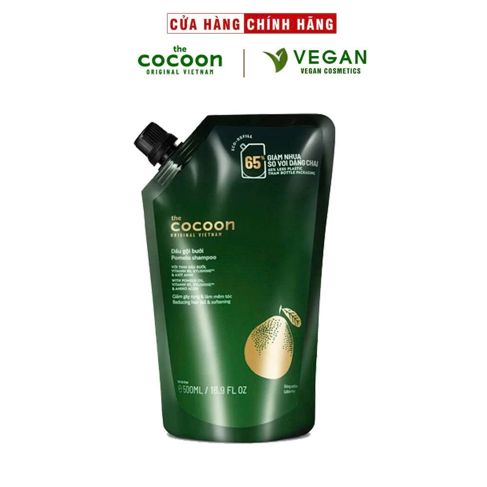 Túi Refill - Dầu gội bưởi pomelo Cocoon giúp giảm gãy rụng và làm mềm tóc 500ml