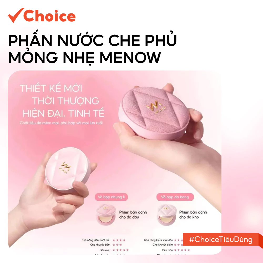 [Choice] Phấn Nước Che Phủ Mỏng Nhẹ Menow FM1-2436-9 Thiết Kế Sang Trọng, Thời Thượng 12gr