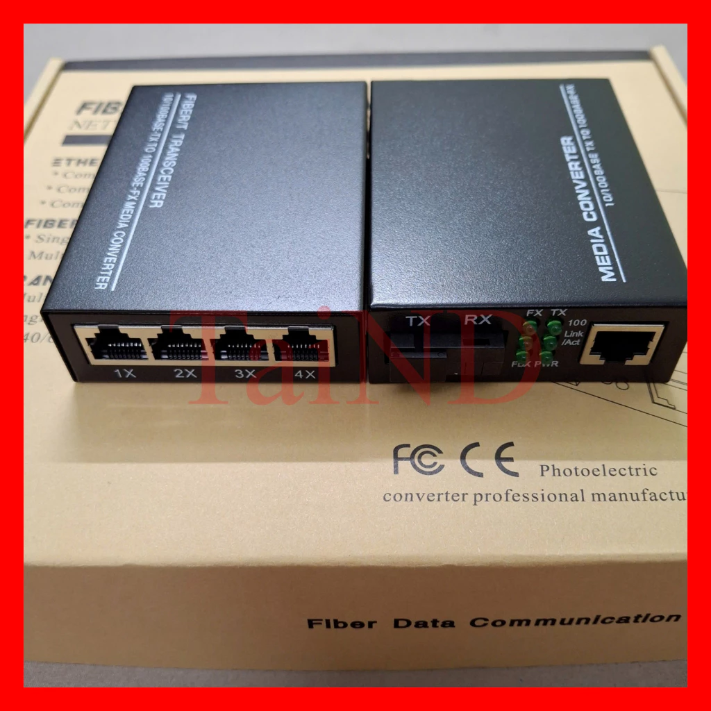 [VN] Conveter quang bộ chuyển đổi quang điện 100-1000Mbps kèm Switch chia mạng sợi đơn khoảng cách 3-20Km vỏ kim loại