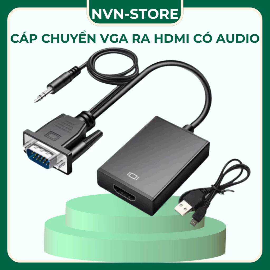 Cáp Chuyển VGA sang HDMI có audio (hộp xanhđen)