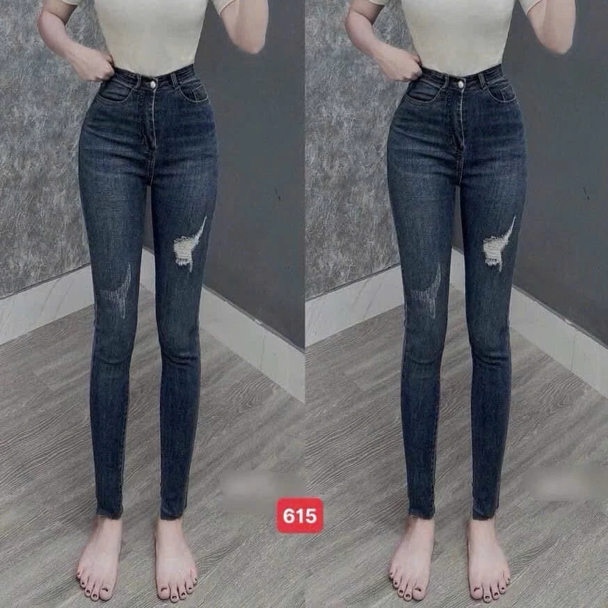 Quần jean nữ co giãn, quần bò lưng cao 9 tấc dáng ôm body cạp cao nhiều mẫu Bi_shop 173 ms622