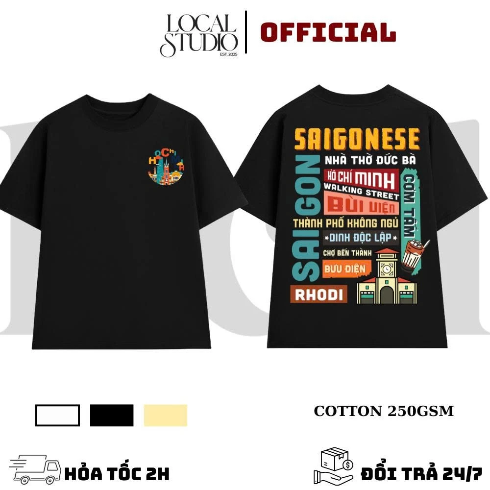 Áo Thun Local Brand Saigonese -Sài Gòn T-shirt  2 Nam Nữ Unisex , Áo thành phố , áo thun in , áo yêu nước- Chất liệu COT