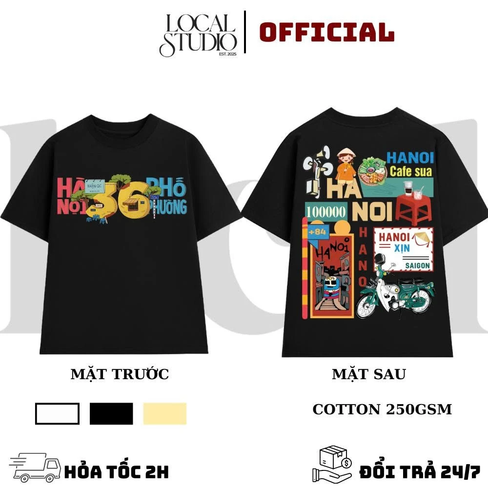 ÁO THUN HÀ NỘI , ÁO THUN COTTON 250GSM DÀY NẶNG , THOÁNG MÁT , ĐỨNG FORM , ÁO YÊU NƯỚC