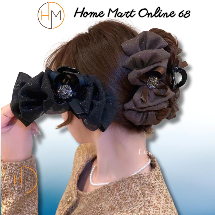 HM68526 Kẹp Tóc 13cm Hình Nơ Lưới Dễ Thương Xinh Xắn Dành Cho Nữ HM68