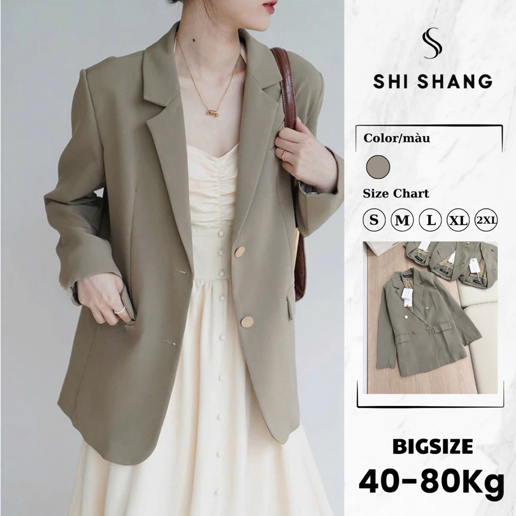Áo Blazer nữ BIGSIZE, Áo vest nữ thiết kế 2 lớp dài tay form đẹp Quảng Châu by Shi Shang