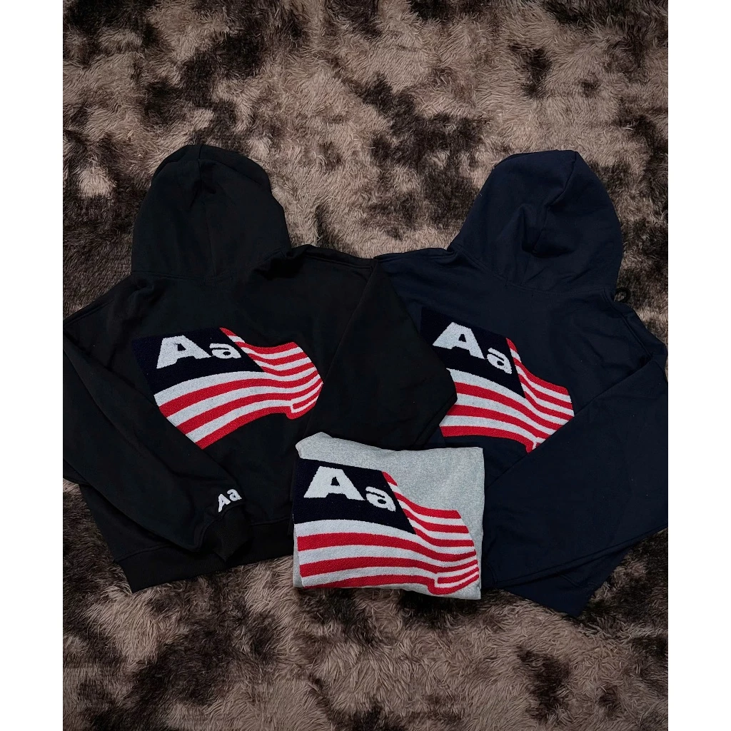 𝙃𝘼𝙉𝘼.𝘾𝙡𝙤𝙩𝙝// Áo Khoác Hoodie Zip Aastu Form Rộng Boxy Chất Nỉ Chân Cua Thêu Xù Hình Lá Cờ Cực Xịn Hot Trend SS2025