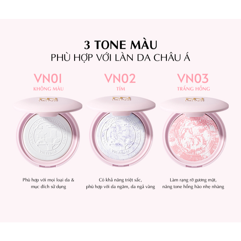 COMBO 02 Phấn phủ thuỷ tinh Việt sắc tinh hoa 7gr x 2