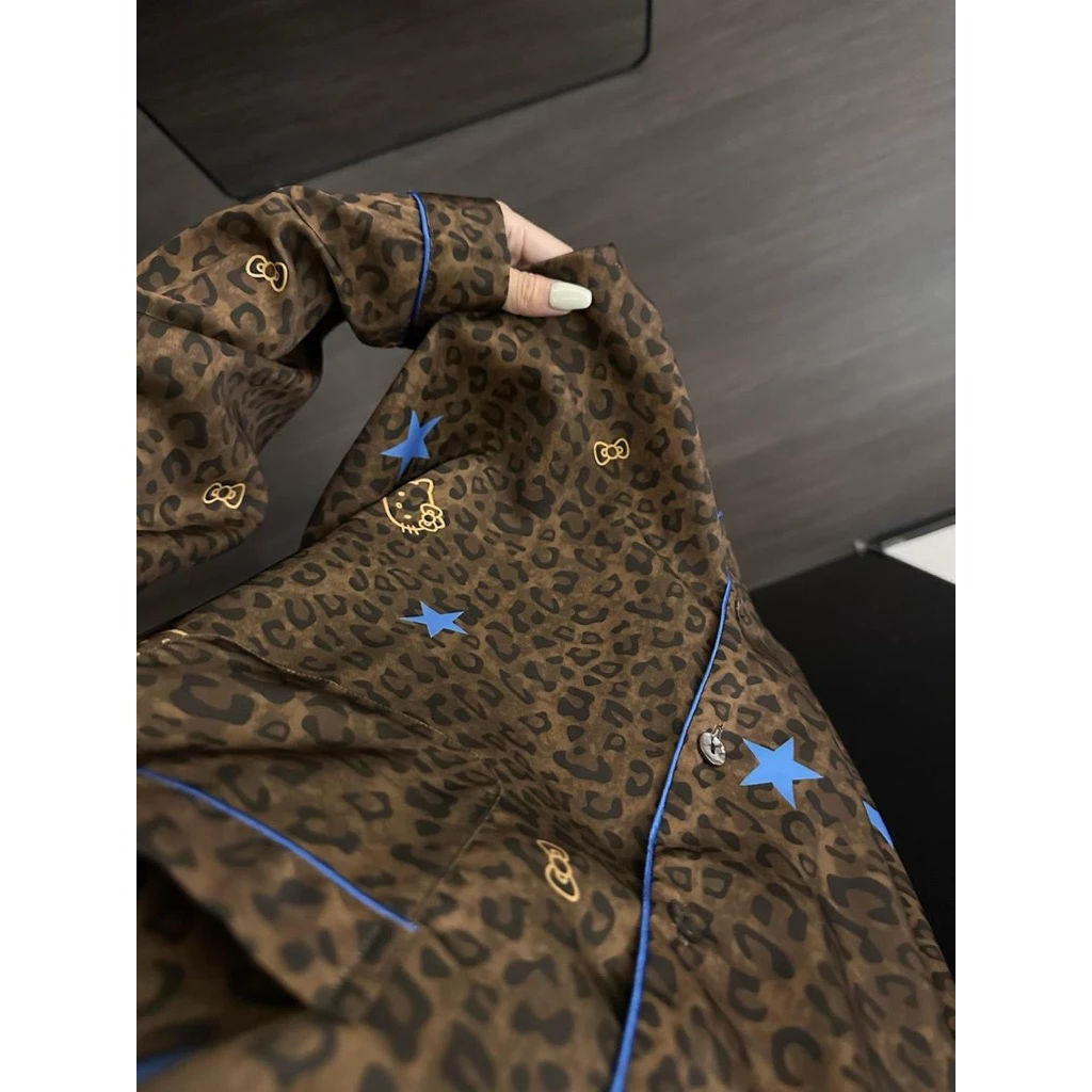 𝐂𝐡𝐚𝐫𝐥𝐨𝐭𝐭𝐞.𝐨𝐝_ [KÈM ẢNH THẬT] Set Bộ Ngủ Pyjama Dài Tay Hoạ Tiết Hello Kitty Da Beo Hoạt Hình