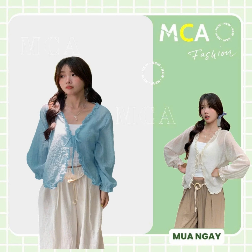 [Video Sp Thực Tế] Áo Khoác Cardigan Tay Dài MCA Viền Bèo Buộc Nơ A51442