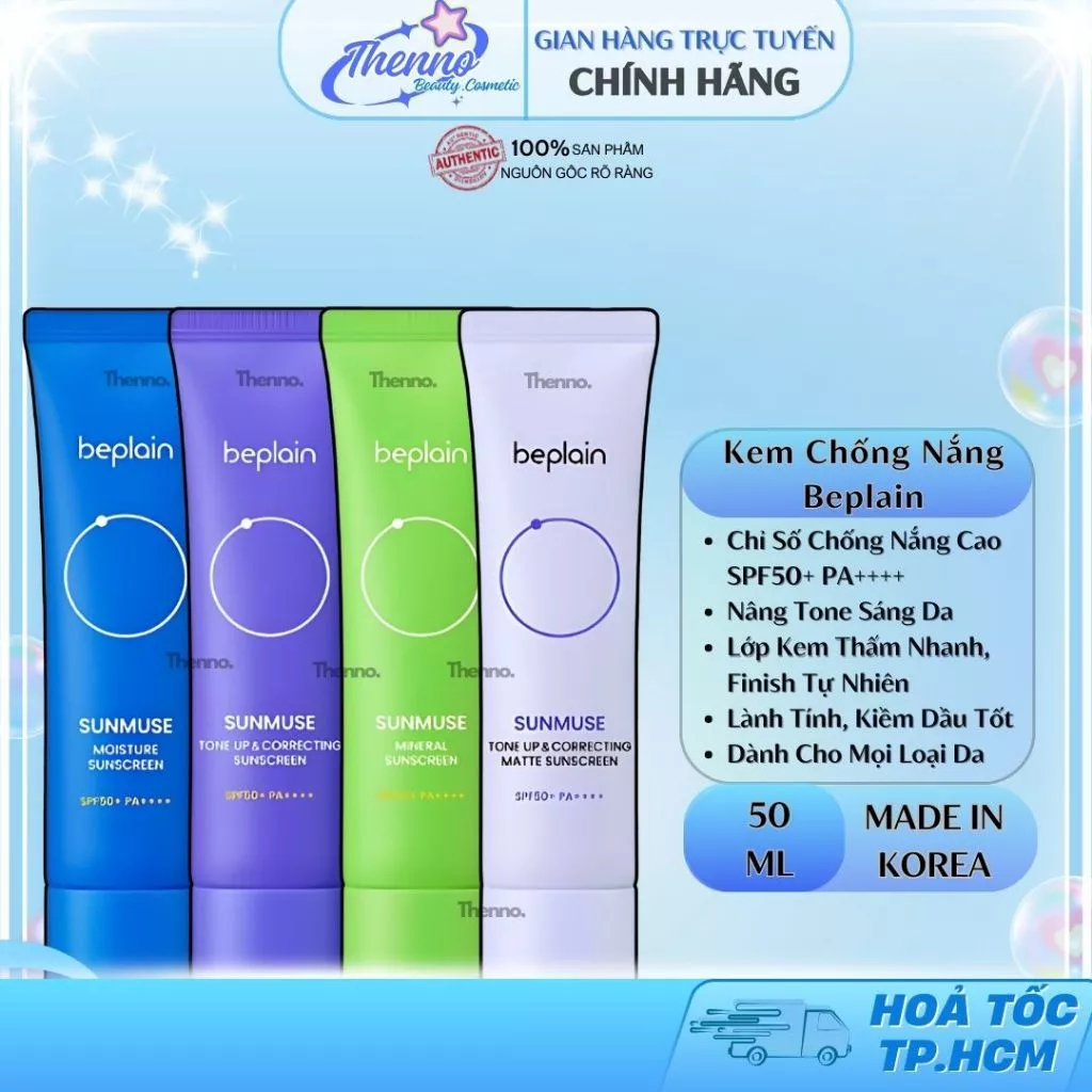 Kem Chống Nắng Beplain Sunmuse Filter SPF 50+ PA++++ Lai Nâng Tone & Hiệu Chỉnh Da 50ml Hàn Quốc