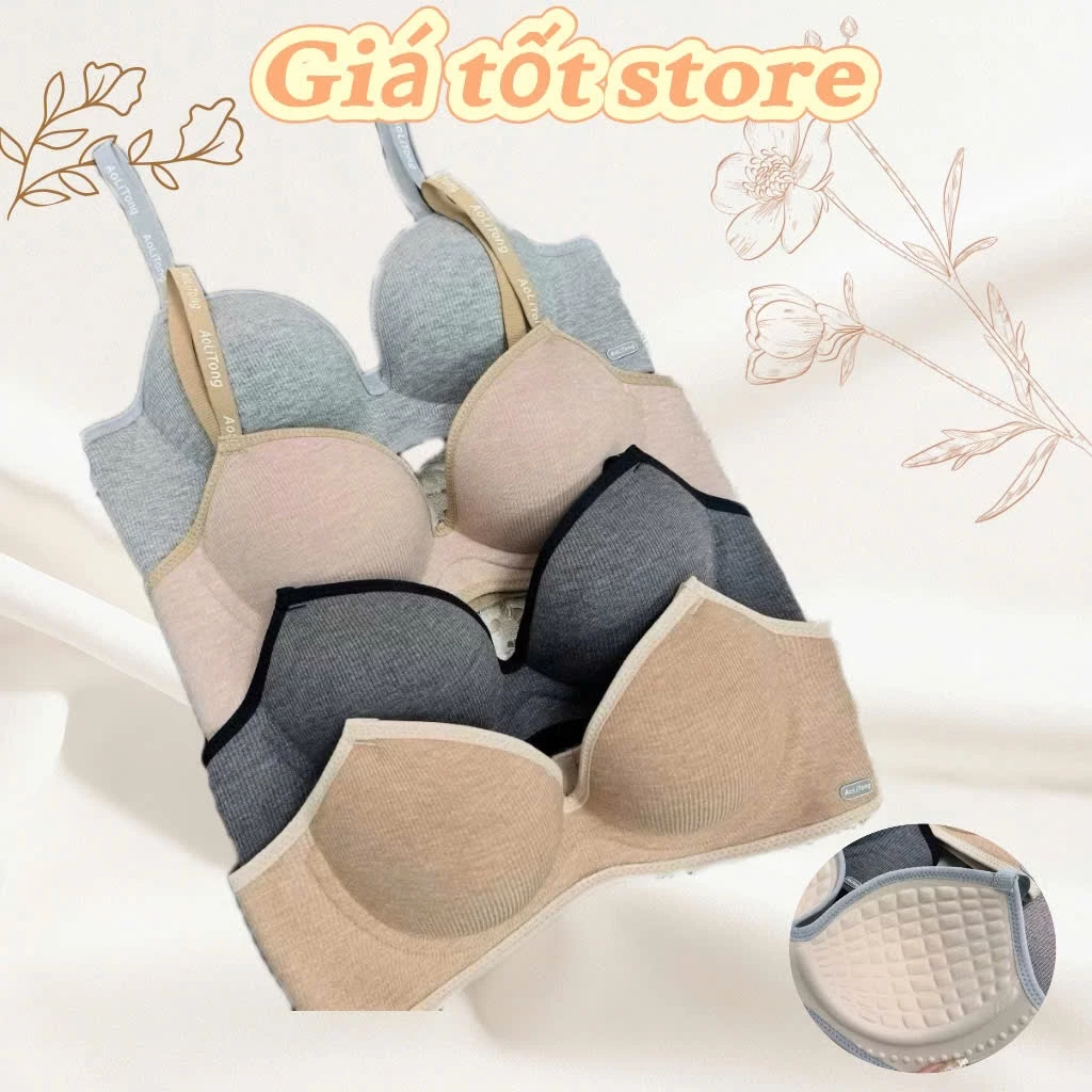 [ Tăng Size ] Áo Lót Nữ Cup 3D Cotton Tăm Không Gọng Đệm Massage Mỏng 1Cm Nâng Ôm Dáng Aolitong CC A218