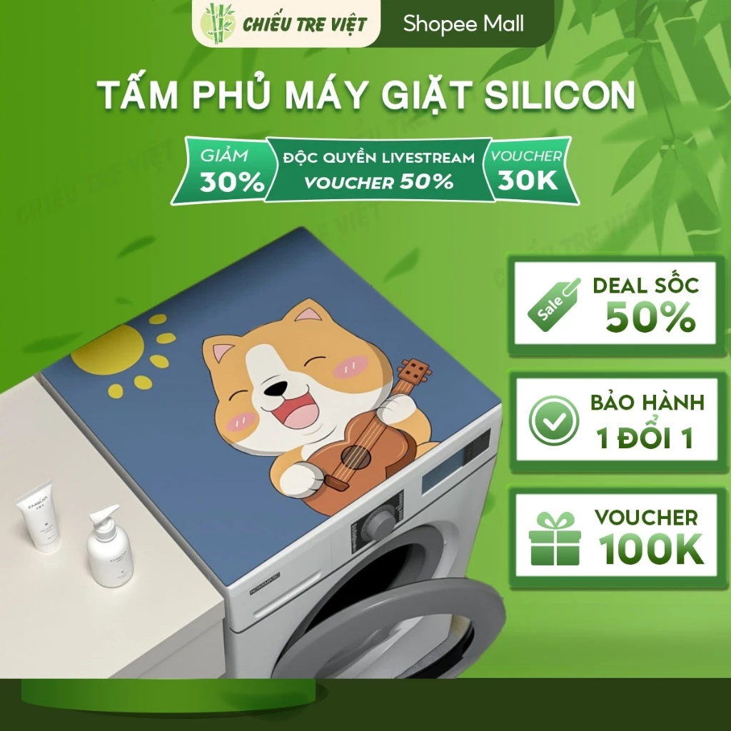 Thảm trải máy giặt, tủ lạnh, lò vi sóng SILICON Chieutreviet chống bụi bẩn dầu mỡ, chất liệu Da Nappa