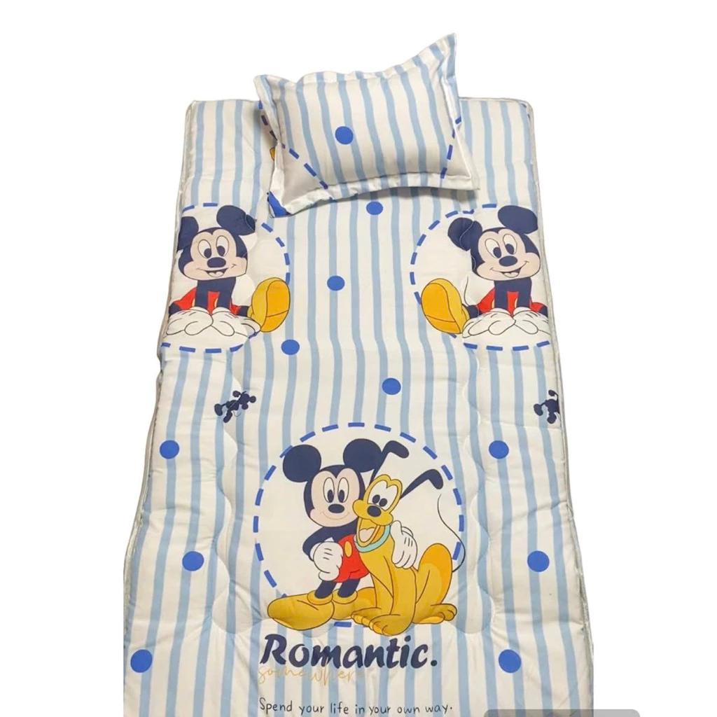 Set nệm topper kèm gối cho bé size 80x1m4 mềm mại dịu êm dùng cho bé đi học đi chơi