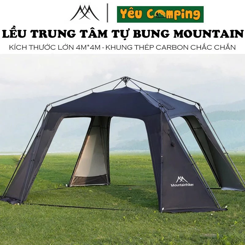 Lều trung tâm tự bung Mountainhiker kích thước lớn, dễ dựng, khung thép cacbon chắc chắn