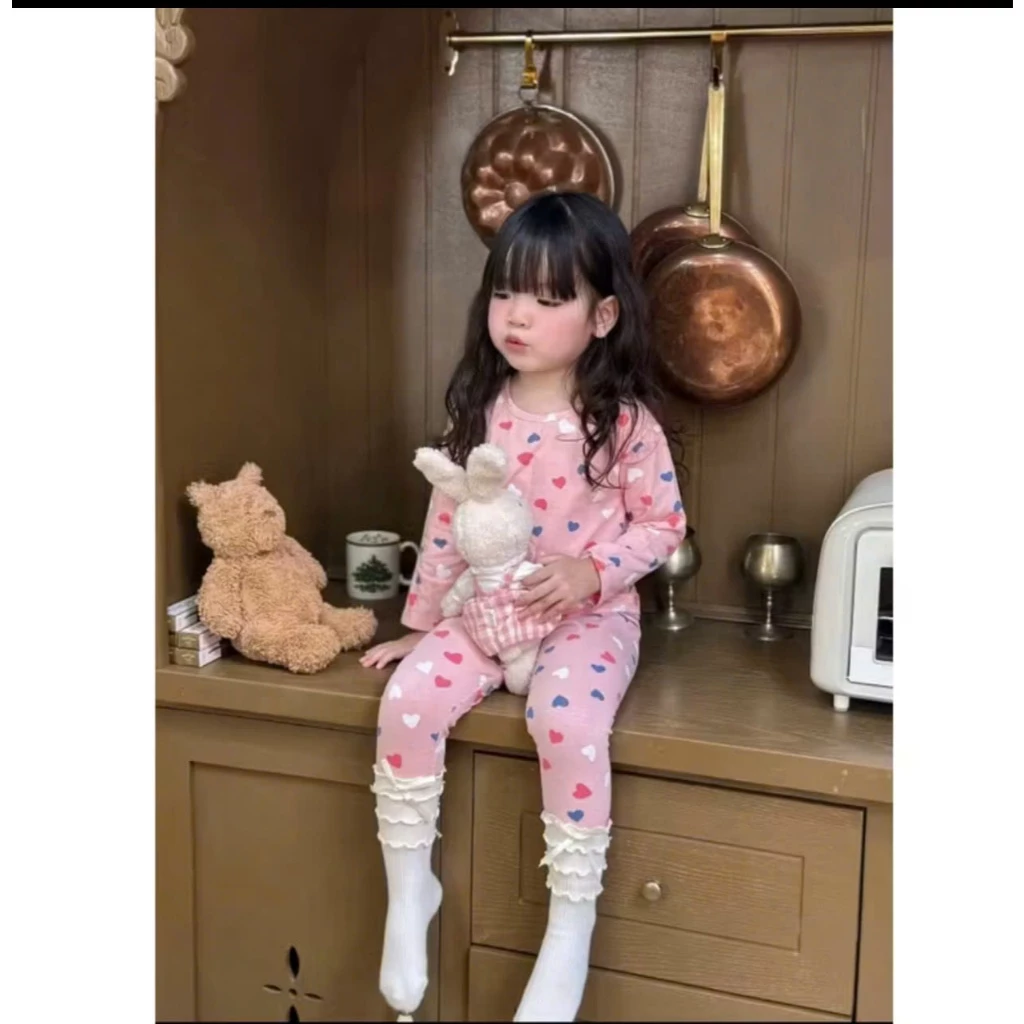 Bộ đồ ngủ bé gái in hình họa tiết dễ thương chất cotton size 9-35kg (ms25)