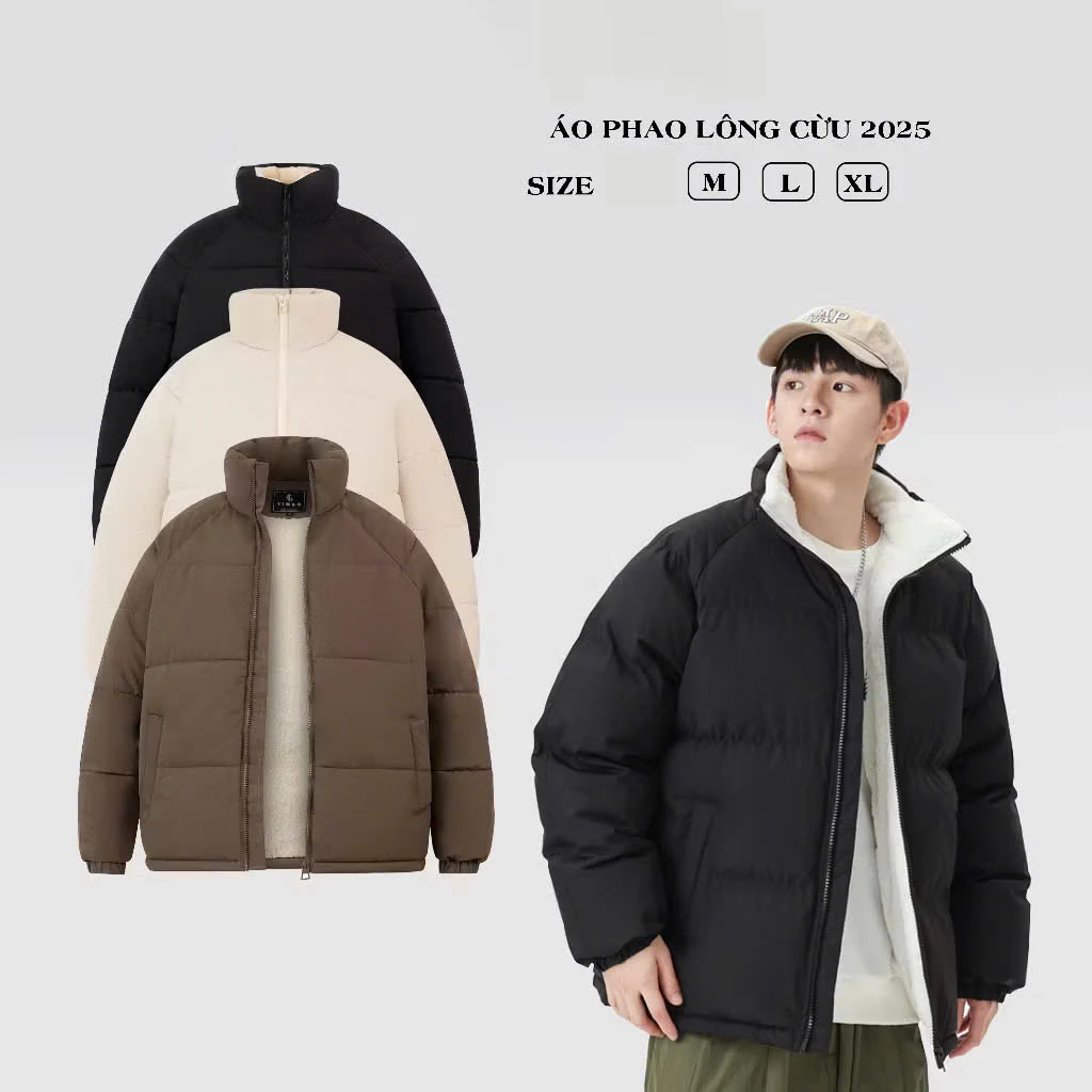 Áo Phao Nam Lót Lông Cừu Dày Dặn Ấm Áp Mùa Đông Form Chuẩn Form Hàn Quốc Nhà Halley W11