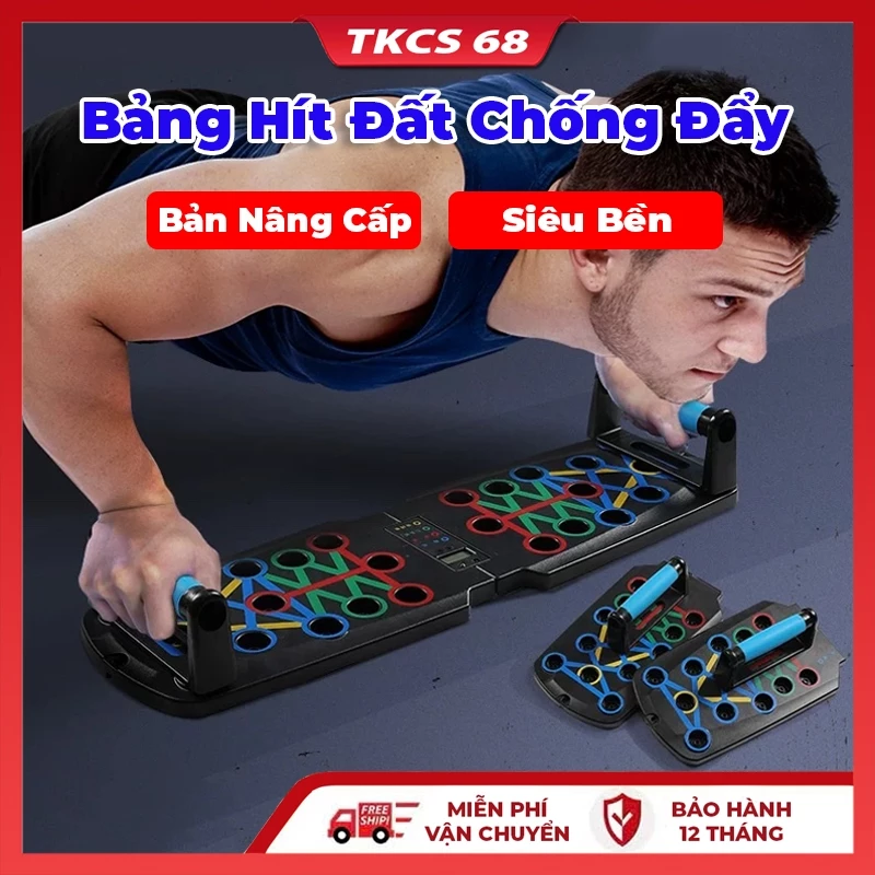 Dụng Cụ Hít Đất Chống Đẩy Đa Năng , Bảng Chống Đẩy  cao cấp chịu nặng siêu khỏe tại nhà có vạch kẻ hướng dẫn