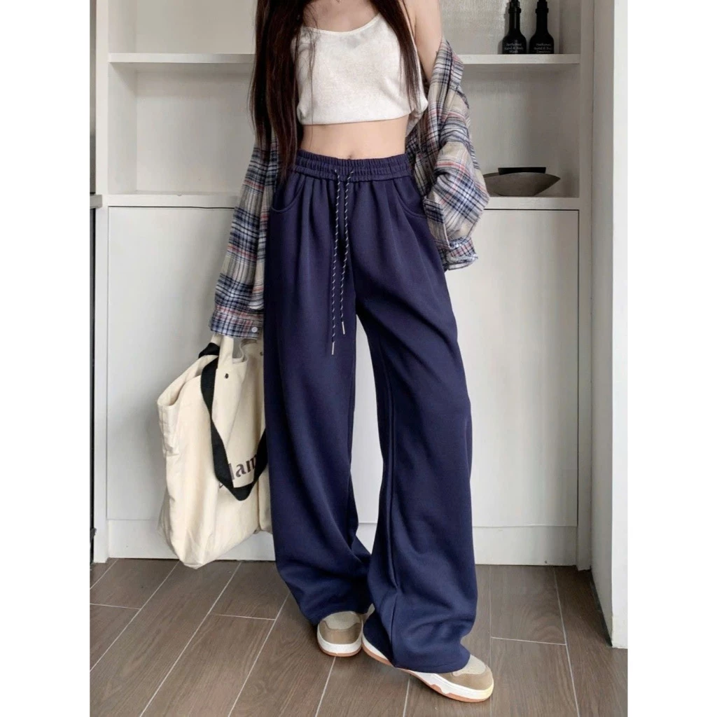 Quần Nỉ fom ống rộng cạp chun cao cho Nữ phong cách Hàn Quốc 3 màu hot