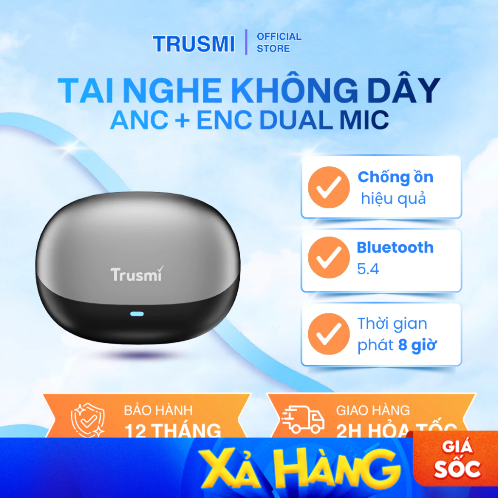 Tai Nghe Không dây Trusmi ANC+ENC Dual Mic True Wireless Earphones Black