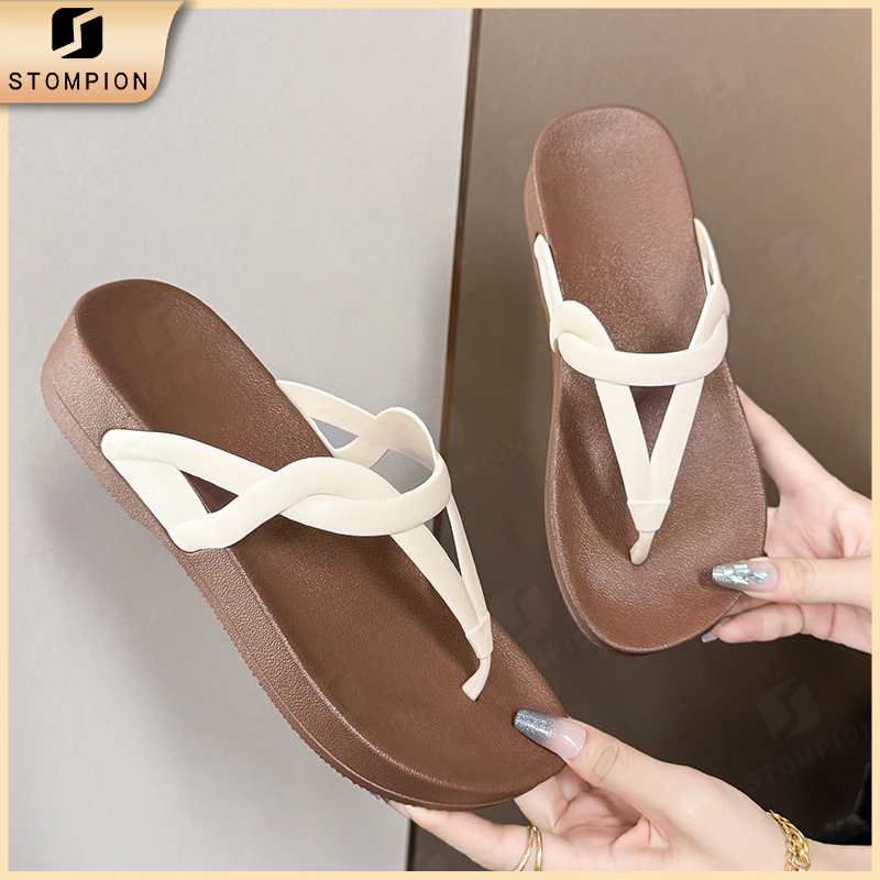 STOMPION Dép kẹp nữ phong cách Hàn Quốc, nhẹ chân đế mềm, dễ phối đồ, 3 màu lựa chọn