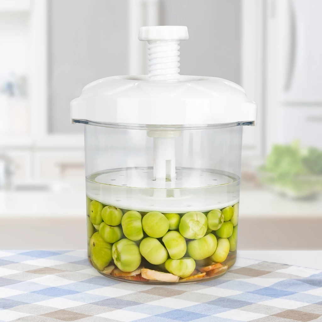 Hộp ủ muối dưa cà Loại 5L và 7L có núm xoay nén trợ lực - Nhựa Việt Nhật Plastic