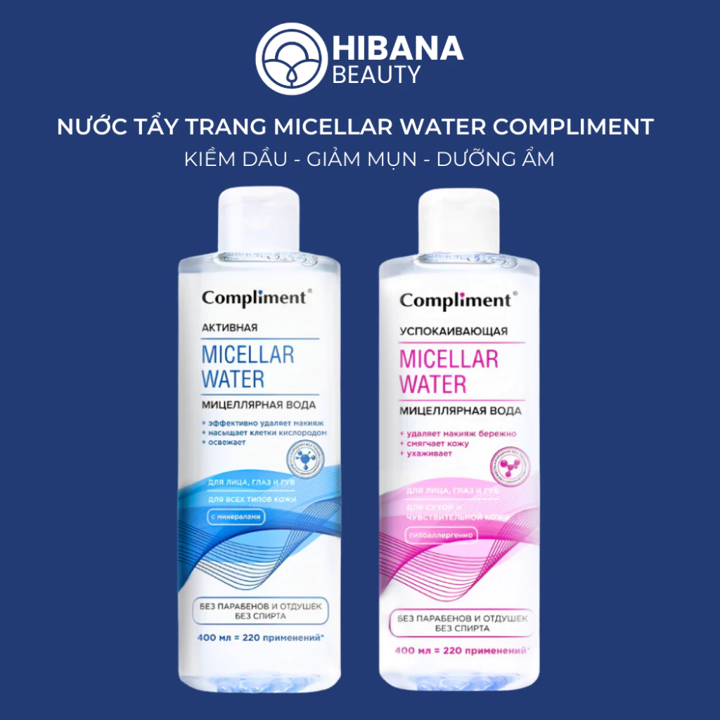 Nước Tẩy Trang Compliment Micella Water giúp loại bỏ bụi và sạch sâu cho da mụn, da nhạy cảm 400ml