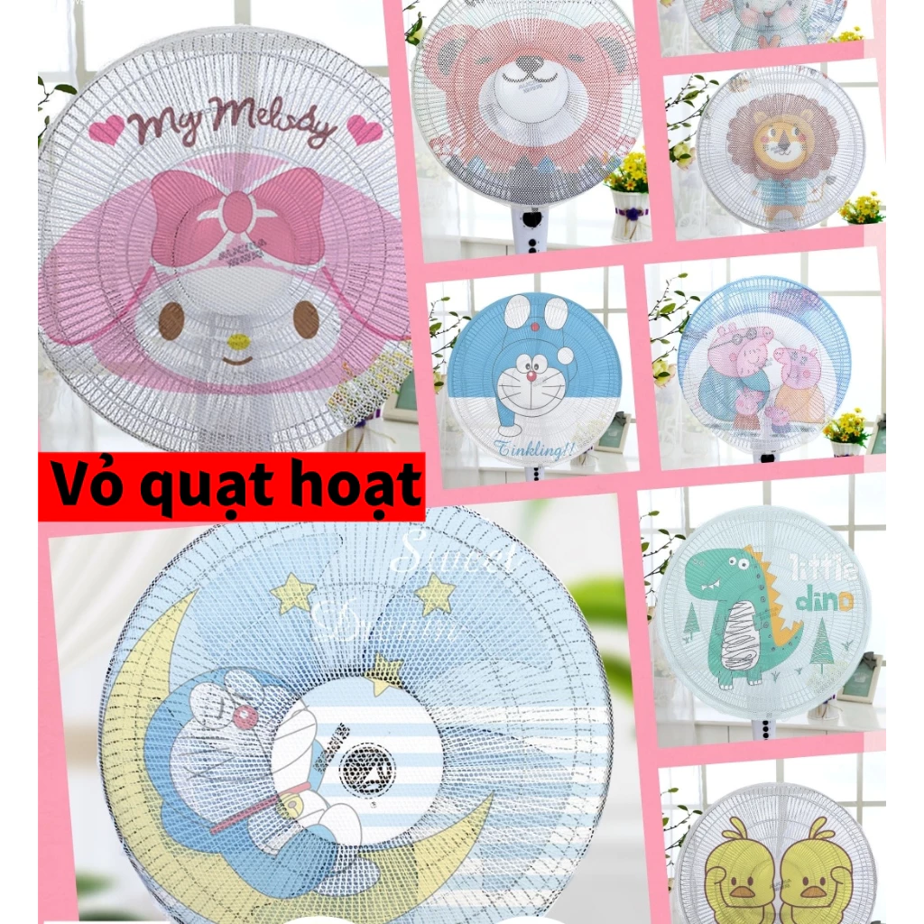 HELLO SHOP Vỏ quạt hoạt  Lưới Vải Bọc Quạt Vải Ren Có Dây Rút An Toàn Cho Bé - bảo vệ quạt
