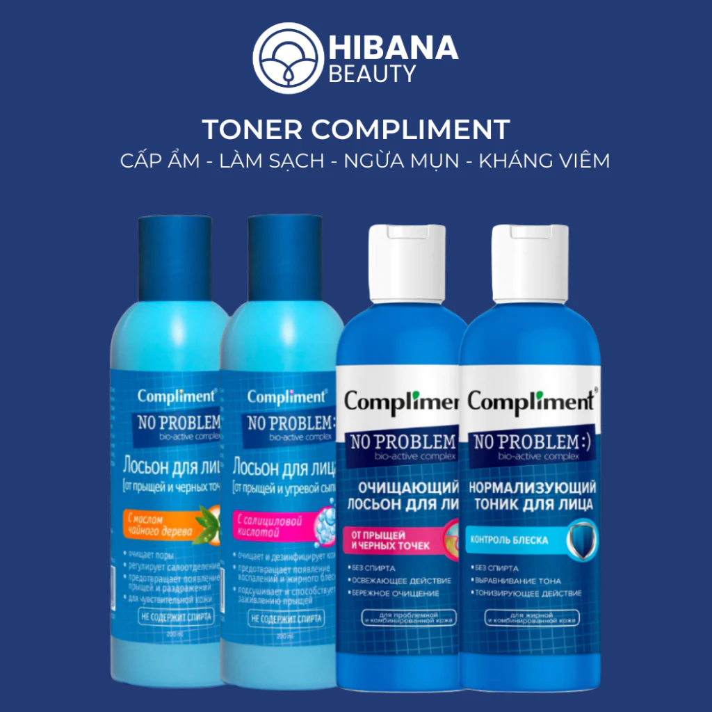 Nước hoa hồng BHA Compliment No Problem làm sạch, giảm mụn 200ml