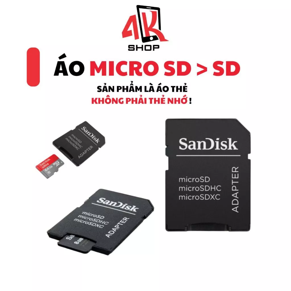 Áo thẻ nhớ SD Adapter thẻ nhớ từ thẻ micro sd sang thẻ sd cho máy ảnh đầu đọc thẻ