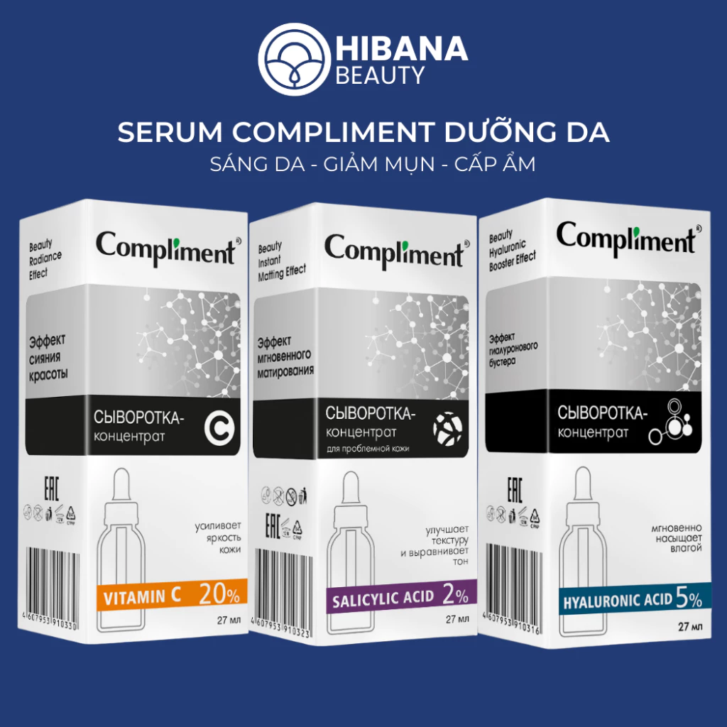 Serum Compliment No Problem giúp hỗ trợ giảm mụn, phục hồi và làm đều màu da 27ml