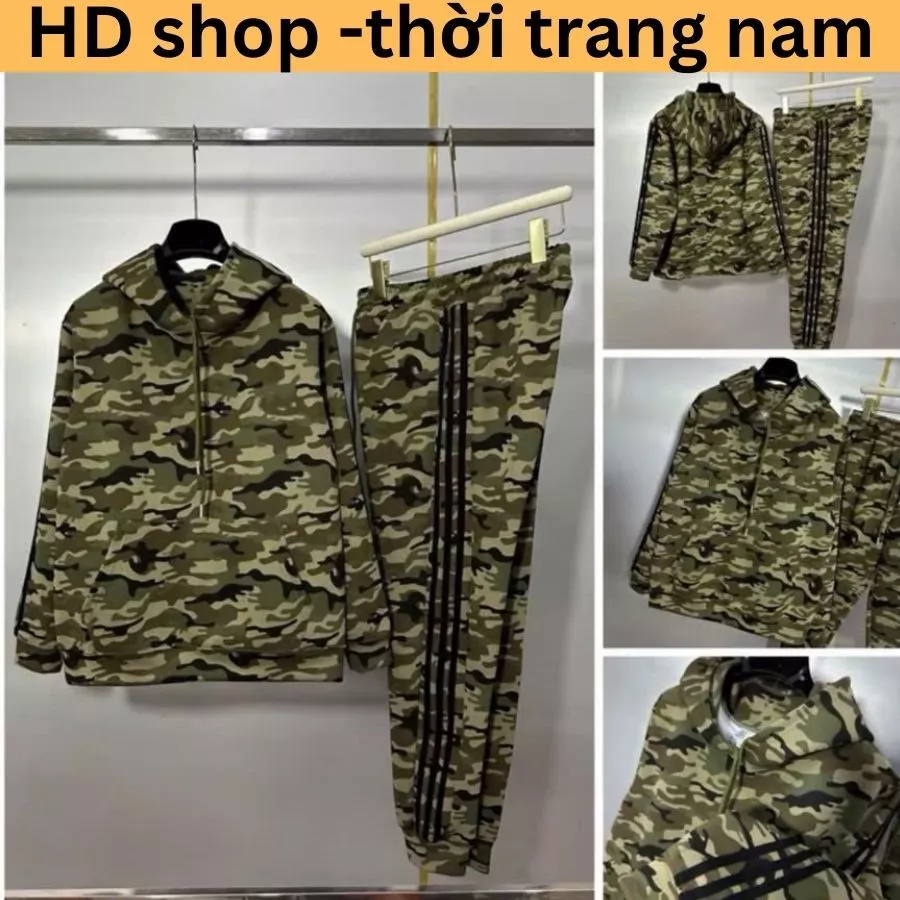 Bộ Nỉ Nam Thêu Logo Phối 3 sọc  Màu Loang Siêu Chất - Bộ Quần Áo Nam Mùa Đông Cao Cấp chất vải ni 2da dầy dặn