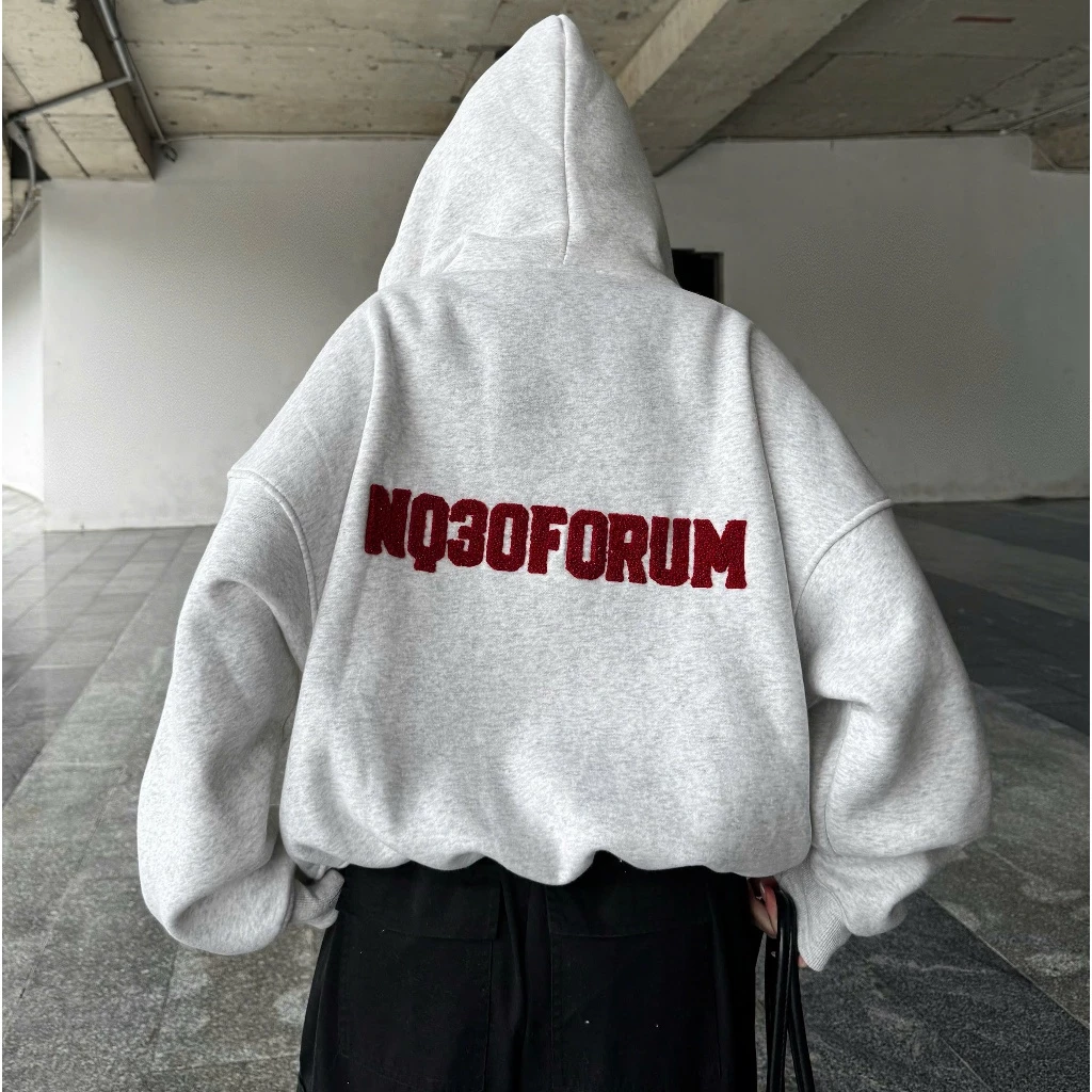 Áo Khoác Hoodie Zip COTTON Thêu Xù NQ30 MISO Form Boxy Form Rộng Nam Nữ Unisex New 2027