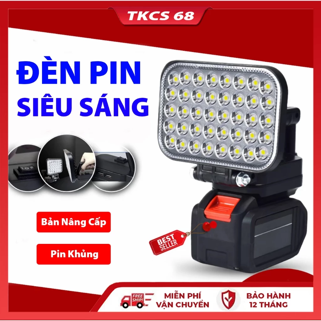 Đèn Pin Siêu Sáng Pin Trâu, Dụng Pin Makita 55 LED , Có Cổng Sạc Điện Thoại USB,Với 2 Chế Độ Sáng Tay Cầm Tiện Dụng