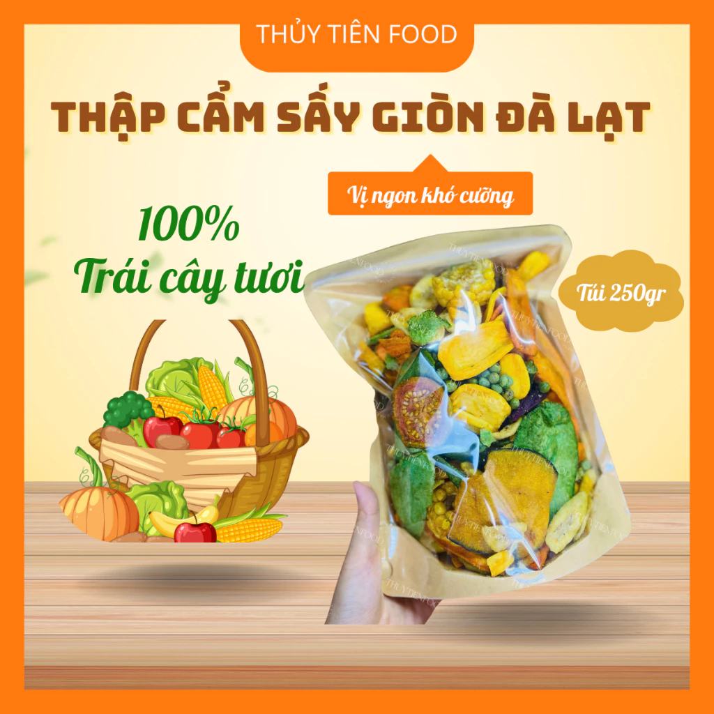 [Túi 250gr] Rau củ quả Sấy Giòn Đà Lạt