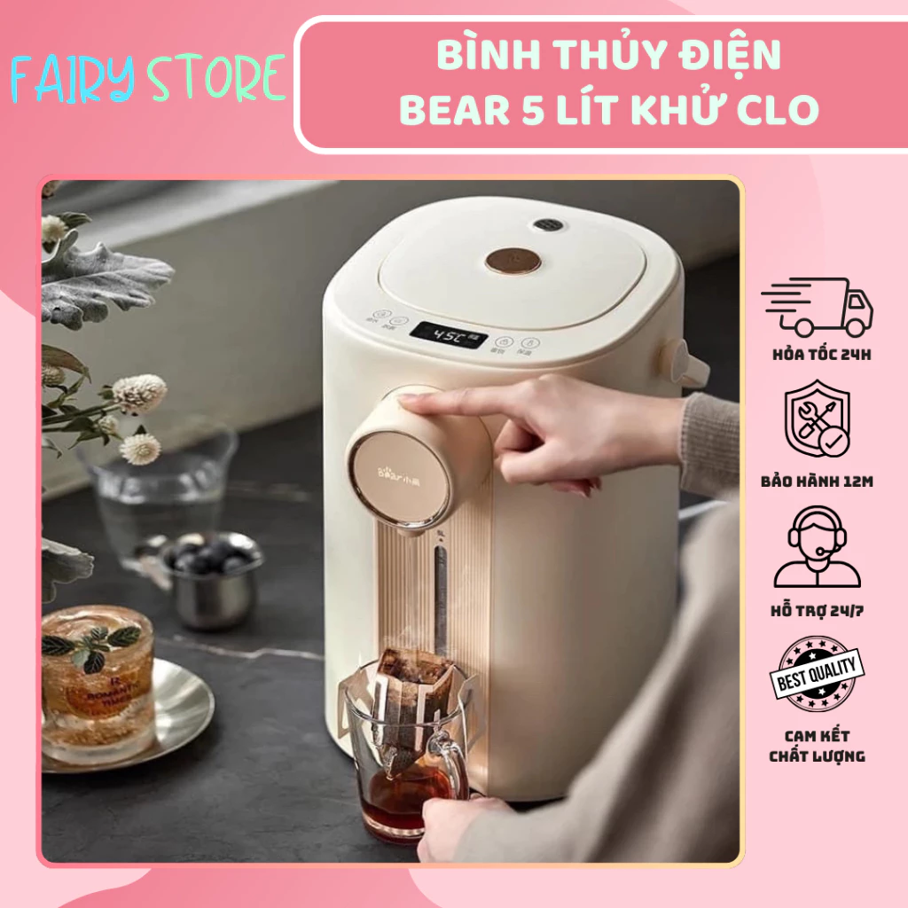 Bình Thuỷ Điện Đun Sôi Giữ Nhiệt Tự Động Bear ZDH-H50E1 Dung Tích 5L Tích Hợp Khử Clo Chính Hãng