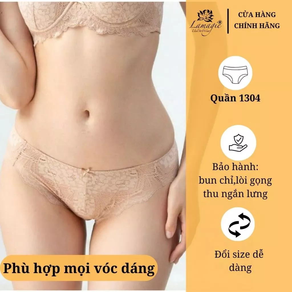 Quần Lót Ren Q-1304 – Mềm Mại, Thoáng Mát, Không Hằn Dấu – Lamagie Cao Cấp