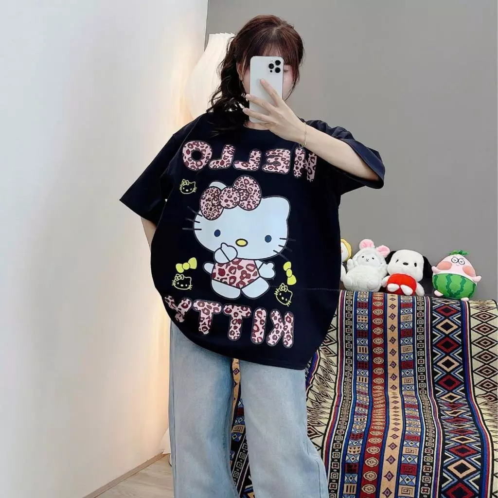 ( DEAL MỞ BÁN ) ÁO PHÔNG KITTY BOXY FOM RỘNG MÈO NHÚN NHẢY