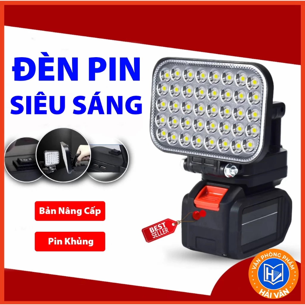 Đèn Pin Siêu Sáng Pin Trâu, Dụng Pin Makita 55 LED , Có Cổng Sạc Điện Thoại USB,  Với 2 cầm tây tiện lợi