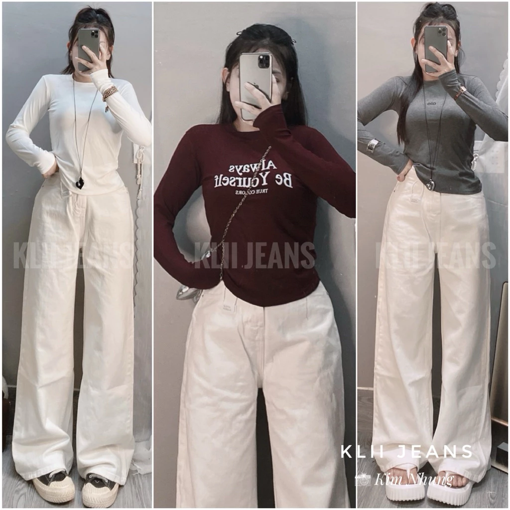 Xinh🌷Áo thun tay dài borip xịn dáng dài phom vừa 40-62kg🌷KLii jeans sẵn sll