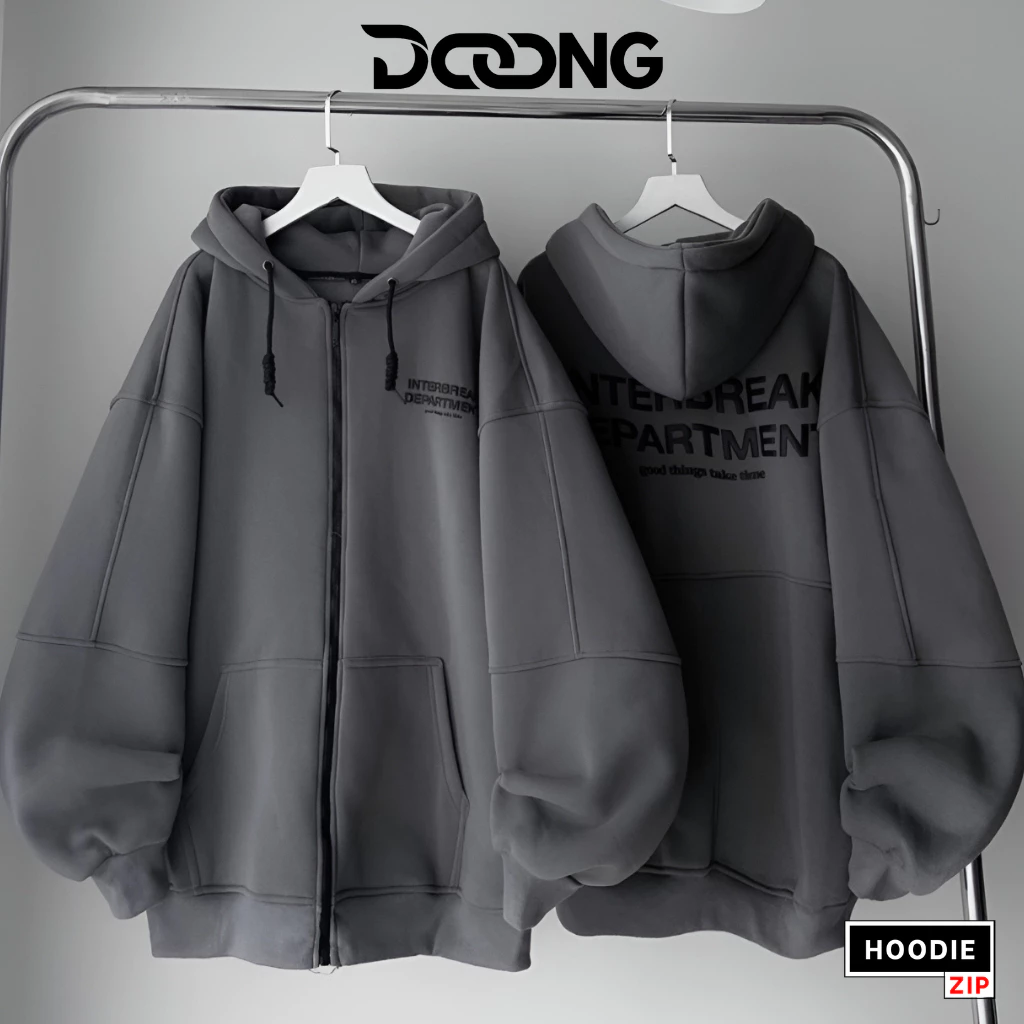Áo Khoác Hoodie Zip INTER BREAK In Nỉ Bông Dày Dặn KN19, Áo Hoodie Zip Nam Nữ Form Rộng