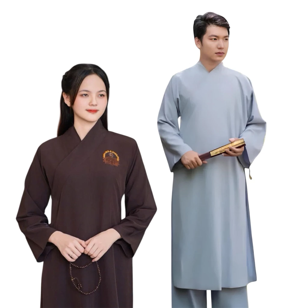 Áo tràng kate lụa mềm mịn không thêu nam nữ đều mặc được (không quần)