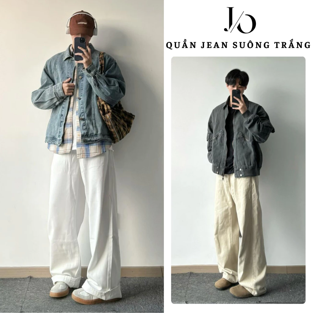 Quần Jean Nam Trắng Trơn Suông Ống Rộng 28CM Chất Jean Denim BASIC Unisex From Đứng Dễ Phối JEAN