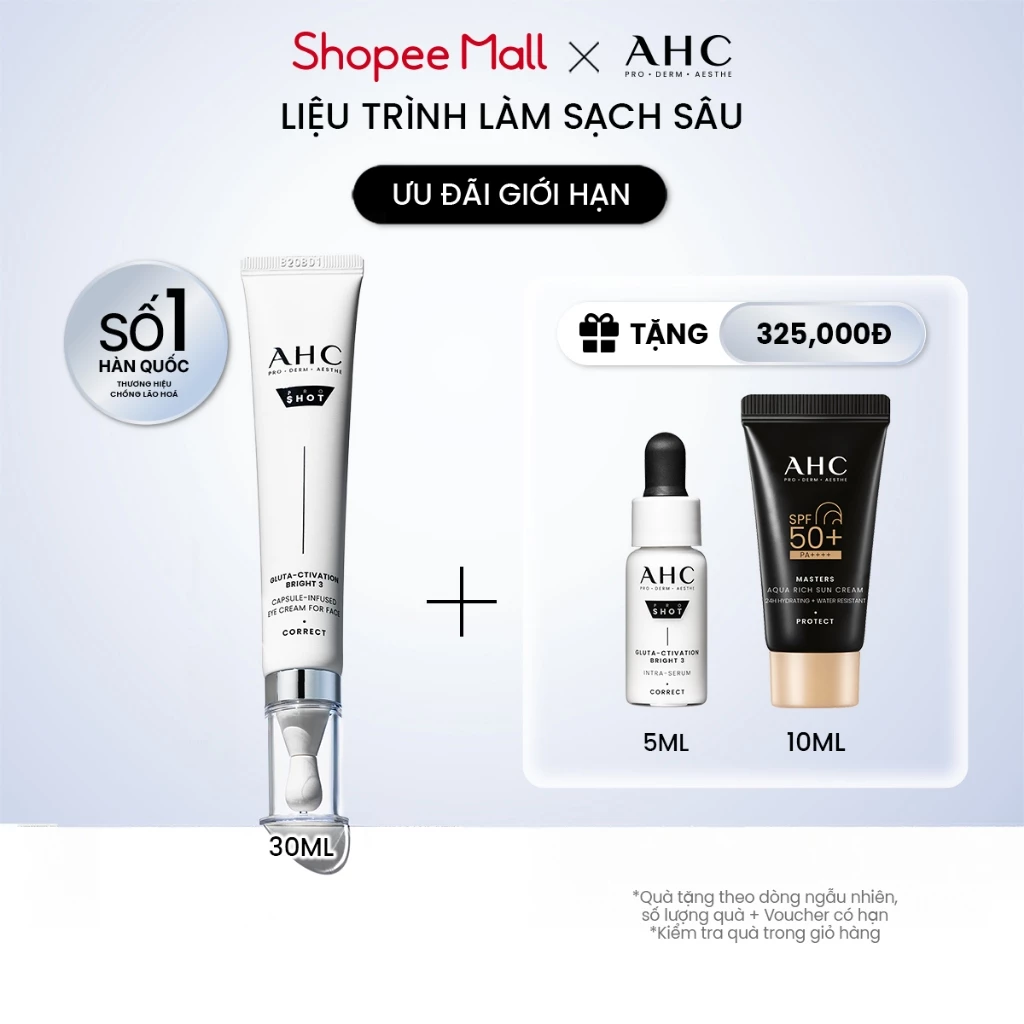 Kem mắt cho mặt mờ nám sáng da PROSHOT GLUTA-CTIVATION BRIGHT 3 AHC 30ML
