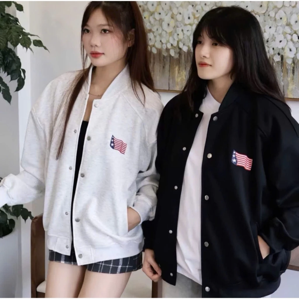 Áo Khoác Bomber Logo Lá Cờ My Aa Chất Liệu Vải Nỉ Dày Dặn Form Chuẩn Dáng hót 2025