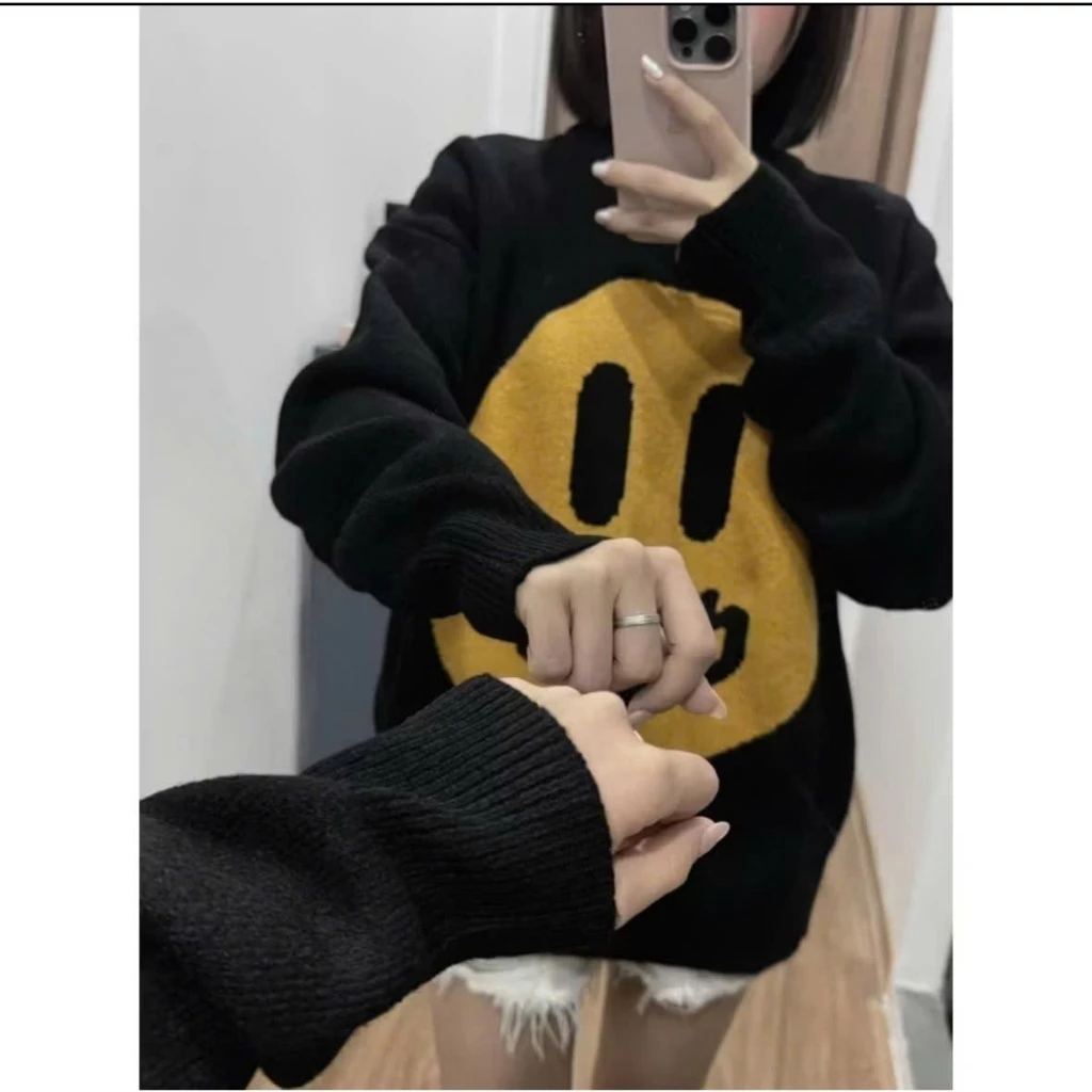 Áo Len Sweater Nam Nữ Mặt Cười Đờ Riu Siêu Hot Hit Form Rộng Hàn Quốc Chất Len Lông Thỏ Mềm Mịn Không Xù Trend 2025
