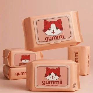 bịch khăn ướt cao cấp GUMMI 80 tờ không mùi không parabens dành cho em bé