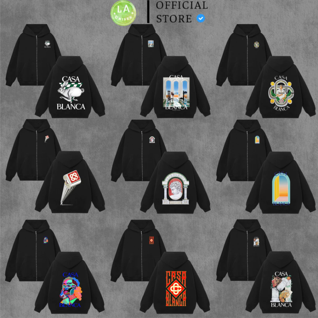 Áo Khoác HoodieZip CASA Nỉ Bông 2 Lớp Dày Dặn, Có Dây Kéo, Nón Lớn, Form Rộng Unisex Nam Nữ