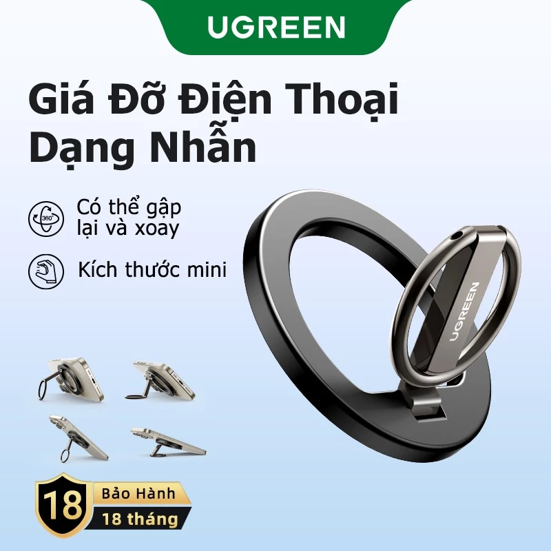 Ugreen MagSafe Giá đỡ vòng điện thoại từ tính Hợp kim kẽm Giá đỡ có thể điều chỉnh Kẹp điện thoại cho Samsung Huawei