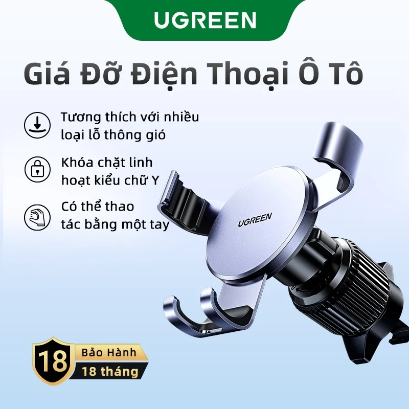 UGREEN Giá Đỡ Điện Thoại Thông Gió Ô Tô, Giá Đỡ Điện Thoại Trọng Lực, Car Holder 15223|Màu đen