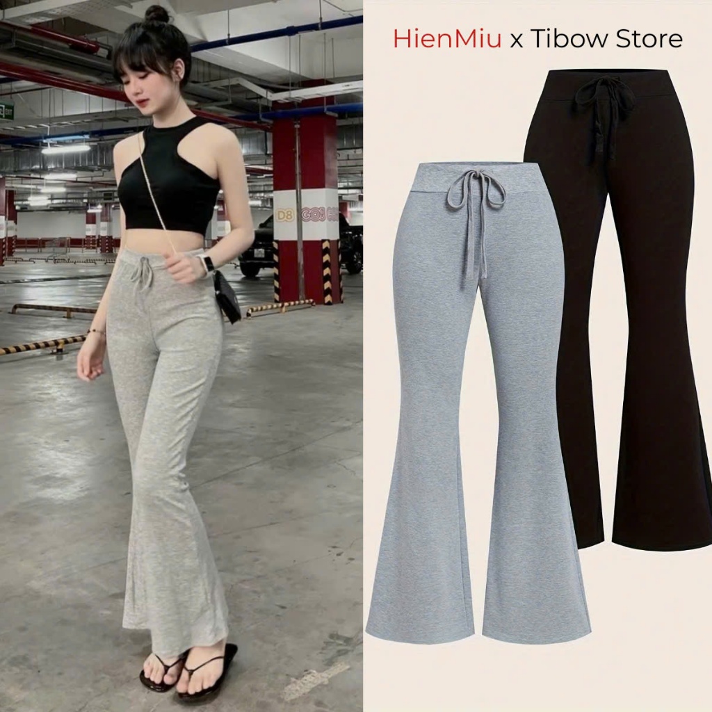 Quần Ống Loe Nữ Dáng Dài Cạp Cao Chất Cotton Bozip Dày Dặn Fom Ôm Tôn Dáng…